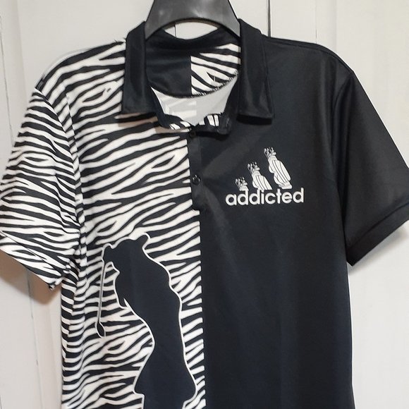 Zebra Pattern Golf Addicted Women Short Sleeve Polo Shirt - Picture 1 of 4